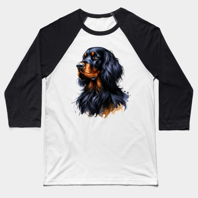 Gordon Setter Watercolor - Beautiful Dog Baseball T-Shirt by Edd Paint Something